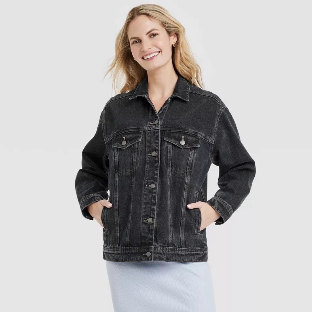 Universal Thread™ 90s Baggy Trucker Jacket Black Wash Medium | NWT